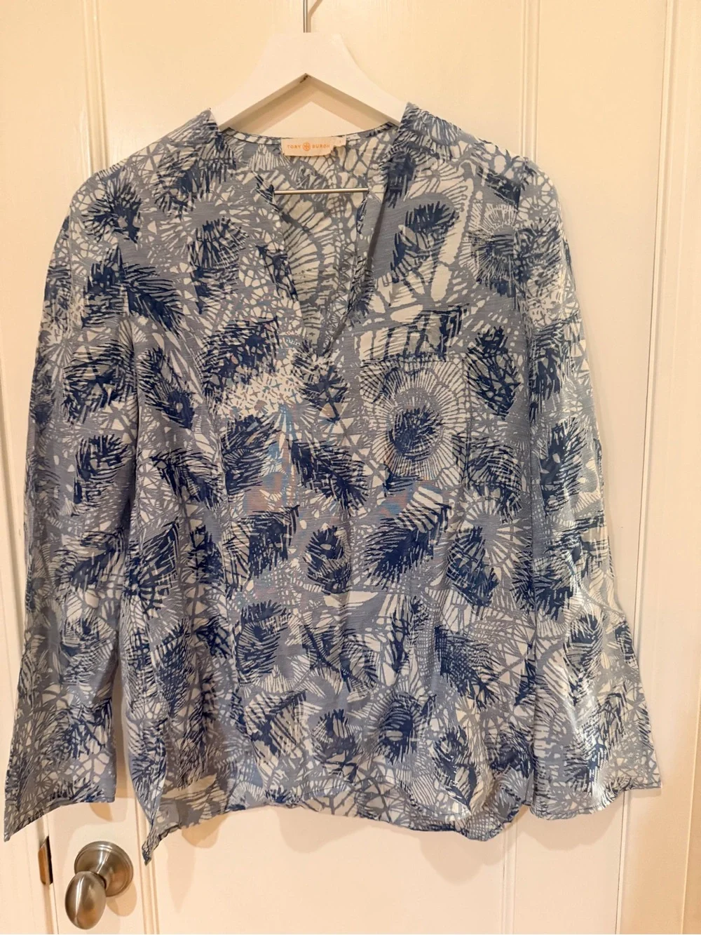 Tory Burch Baltic Sea Dream Catcher Semi Sheer Tunic Top